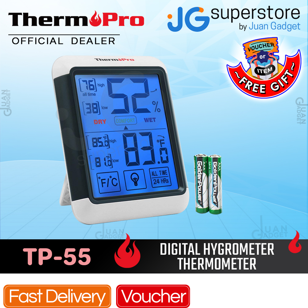Thermopro Tp53 Digital Hygrometer Indoor Thermometer With Comfort  Indicator, Maximum Minimum Record, And Backlight Display - Temu Netherlands