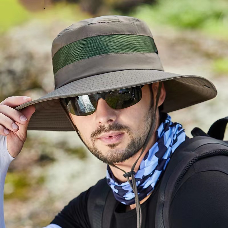 Men Fisherman Hat Bucket Hat Sun Hat Wide Brim Breathable Outdoor