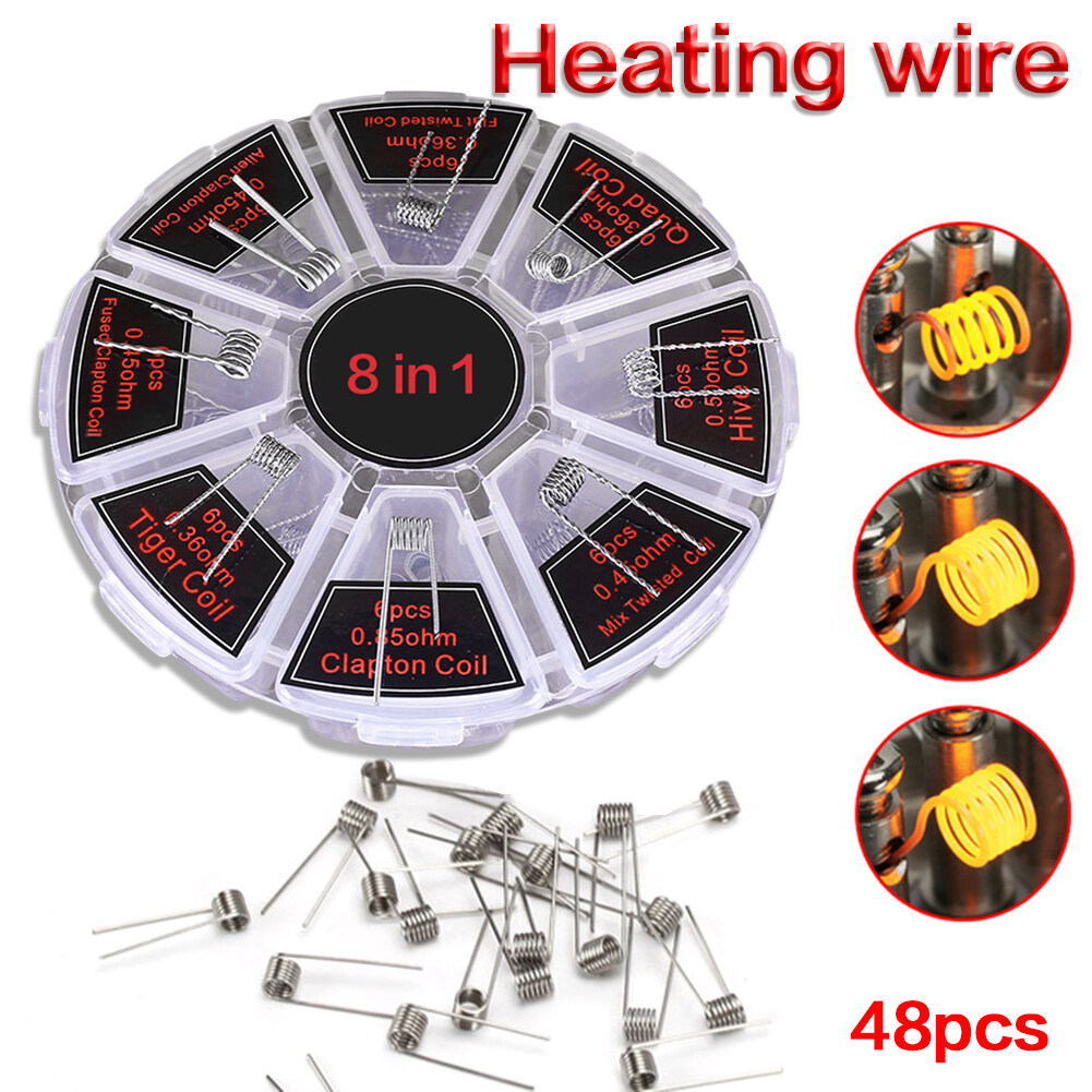 Vape Coil Wire - 48Pcs 8 In 1 Coil Platte, Iron-Chromium-Aluminum Heating  Wire, 0.45Ohm Resistance | Lazada Philippines