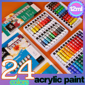 24 Color Acrylic Paint Set for Watercolor and Oil Painting