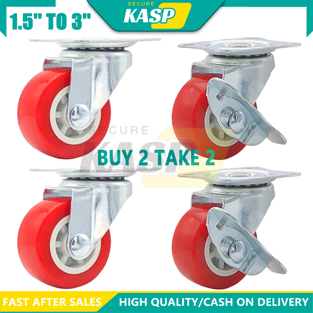 4pcs 1.5'' To 3'' Red Caster...