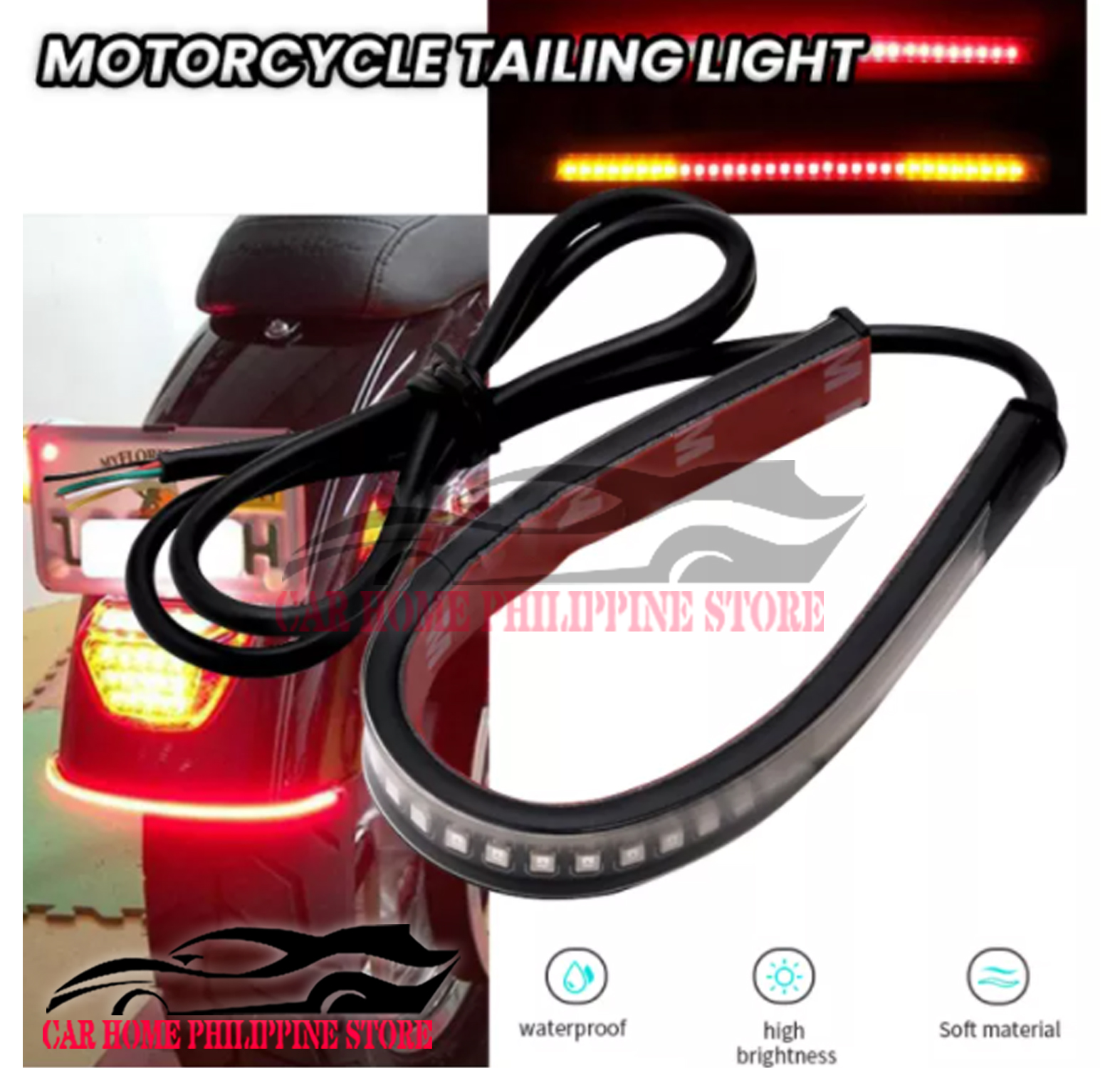 Motorcycle LED Flexible Tail Lights License Brake Turn Signals For Bobber  Cafe