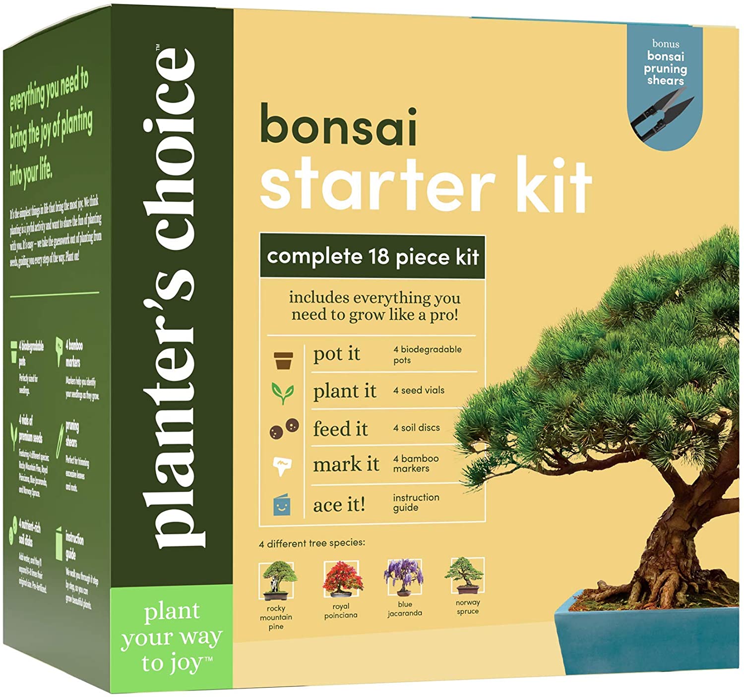Grow 6 types seeds Gardening Gift Set plus Bonsai tools & pots BONSAI TREE KIT 