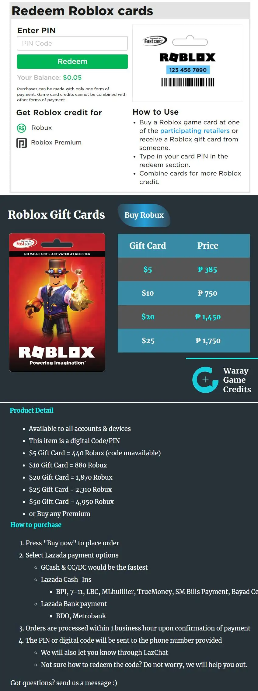 50 Roblox Gift Card 4 950 Robux Premium Lazada Ph - want an ad click here 35 robux natj roblox