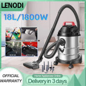 Lenodi Wet and dry vacuum cleaner 304 stainless steel large capacity strong suction vacuum cleaner 18L/15L suitable for home, car, sofa