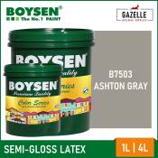 Boysen Permacoat Semi-Gloss Latex Paint - Ashton Gray (1L