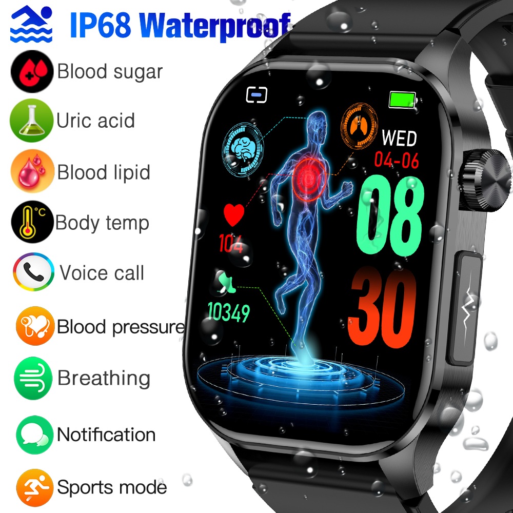 ET580 Smart Watch For Huawei Blood Lipid Uric Acid Blood Glucose Body Temperature Monitoring Smartwatch For Men Women Waterproof Sport Fitness Bluetooth Call Bracelet ราคา 1,440 บาท*ส่งฟรี