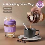 Glass Travel Coffee Mug with Lid and Straw - 550ml
