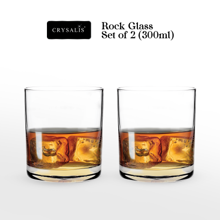 CRYSALIS Lead-Free Crystal Rock Glass Set of 2, 300ml