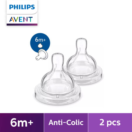 Philips AVENT 6m+ Anti-colic Thick Feed Flow Nipples, 2-pack