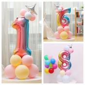 Rainbow Foil Number Balloons Set for Parties - 32 Inch