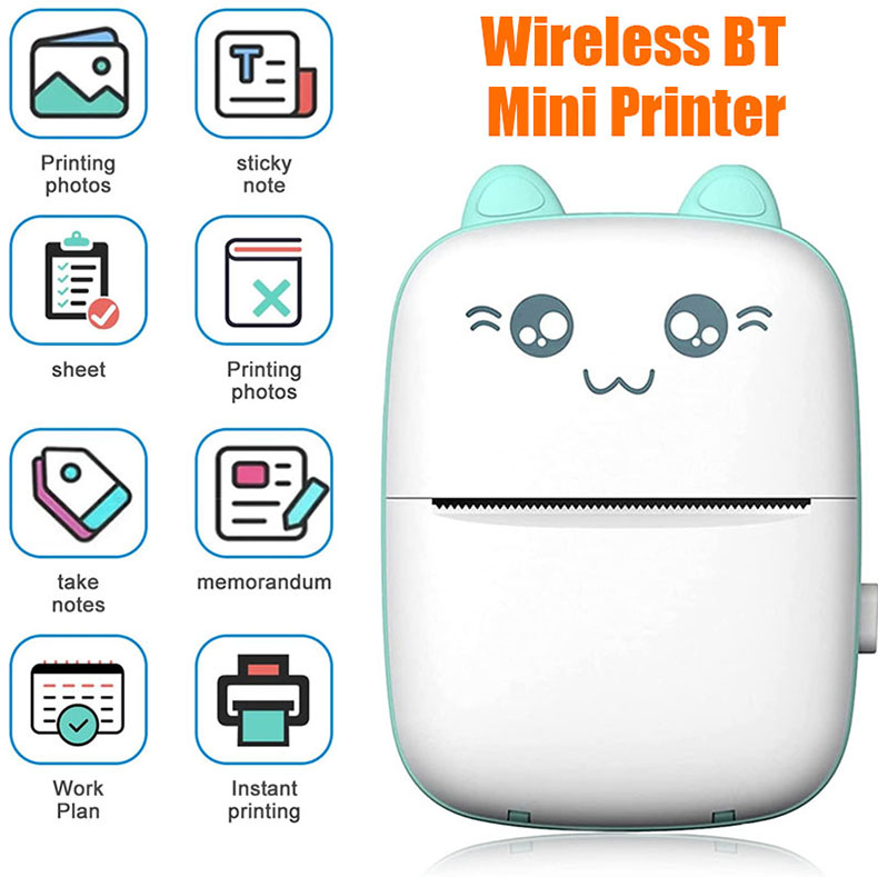Thermal Printer Wireless Bluetooth Mini Portable Pocket Thermal Printer Paper Photo Pocket Office Printer