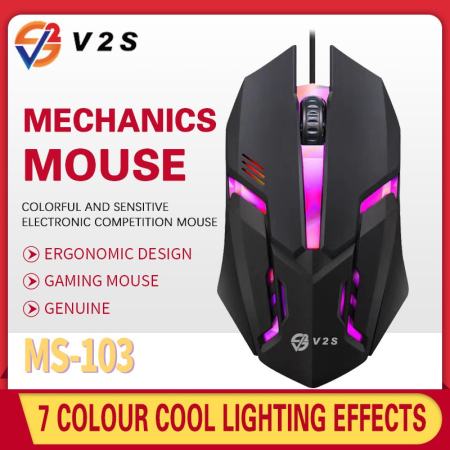V2S High-Config Wired Gaming Mouse with LED Backlight (with brand)