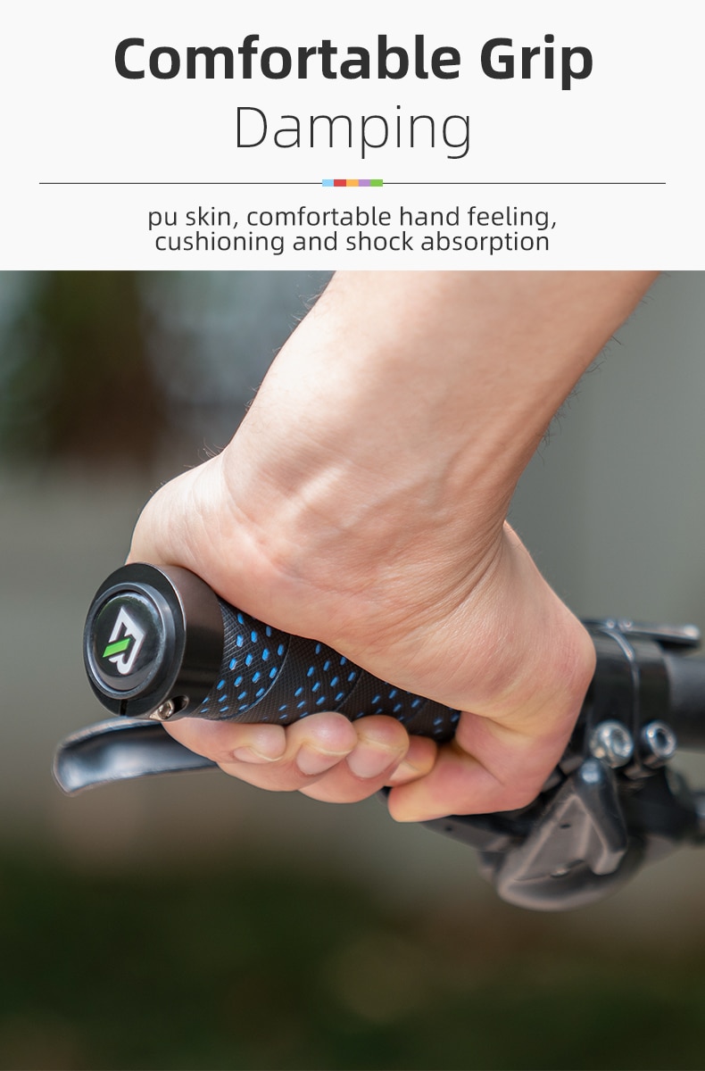 ROCKBROS PP Wrapped MTB Bike Handlebar Grips Anti-slip Comfortable Aluminum  Alloy Double Ring Lock Cycling Accessories