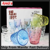 6pcs Set Raindrop Cup Colorful Glass Six-Pieces Tea Cup Set