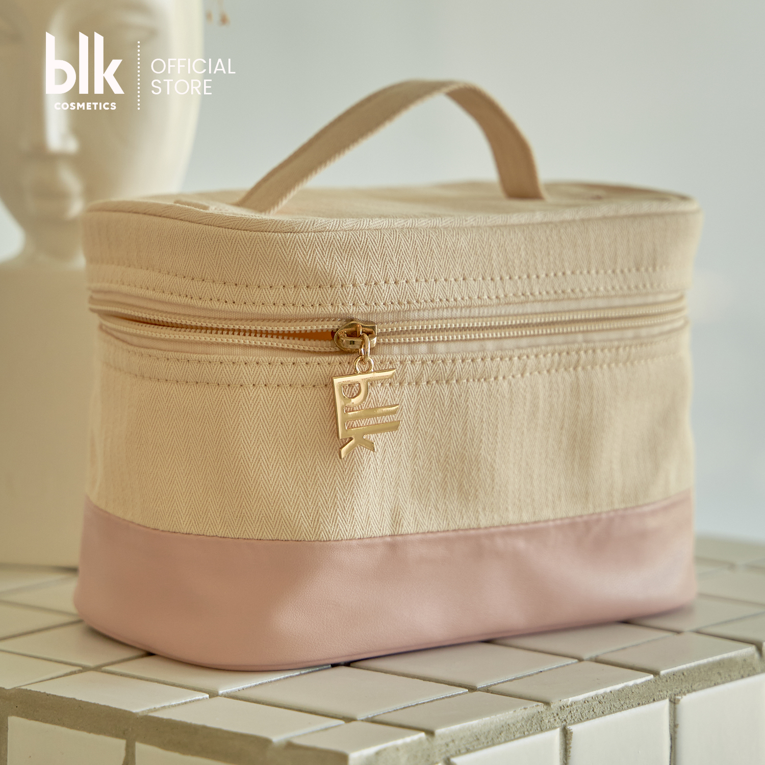 Discount on BLK Cosmetics  shoes - SKU: blk skin linen bag beige pink