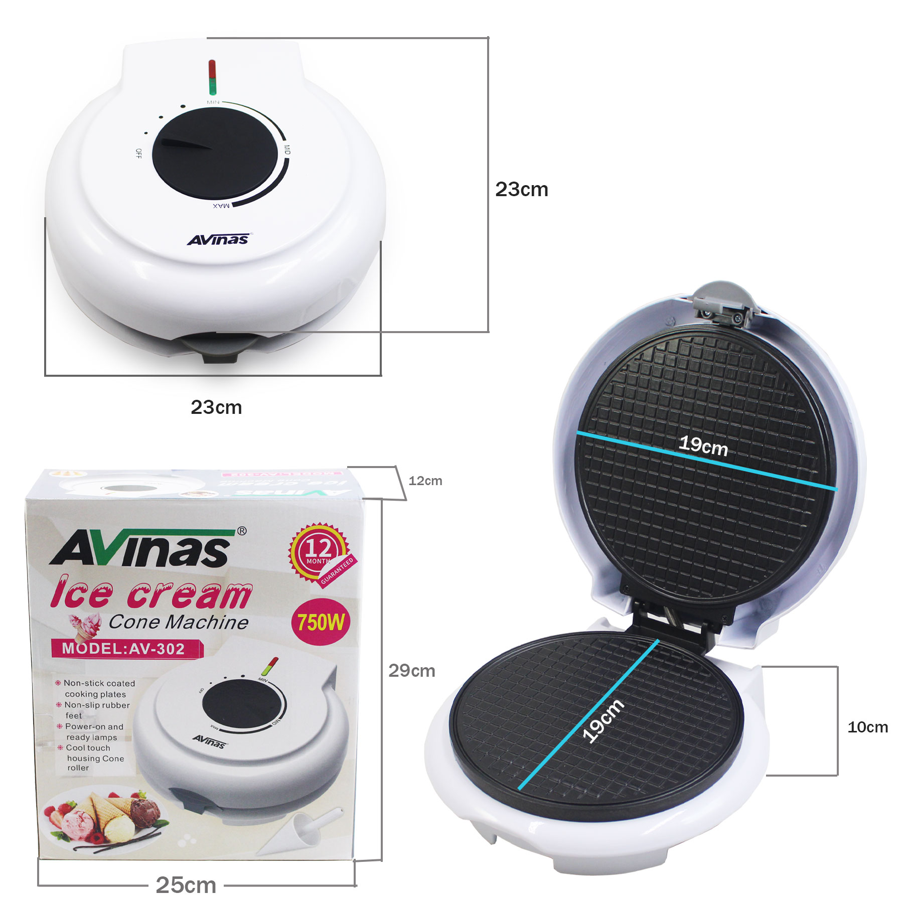 AVINAS Ice Cream Cone Machine Electric Waffle Cone Maker with