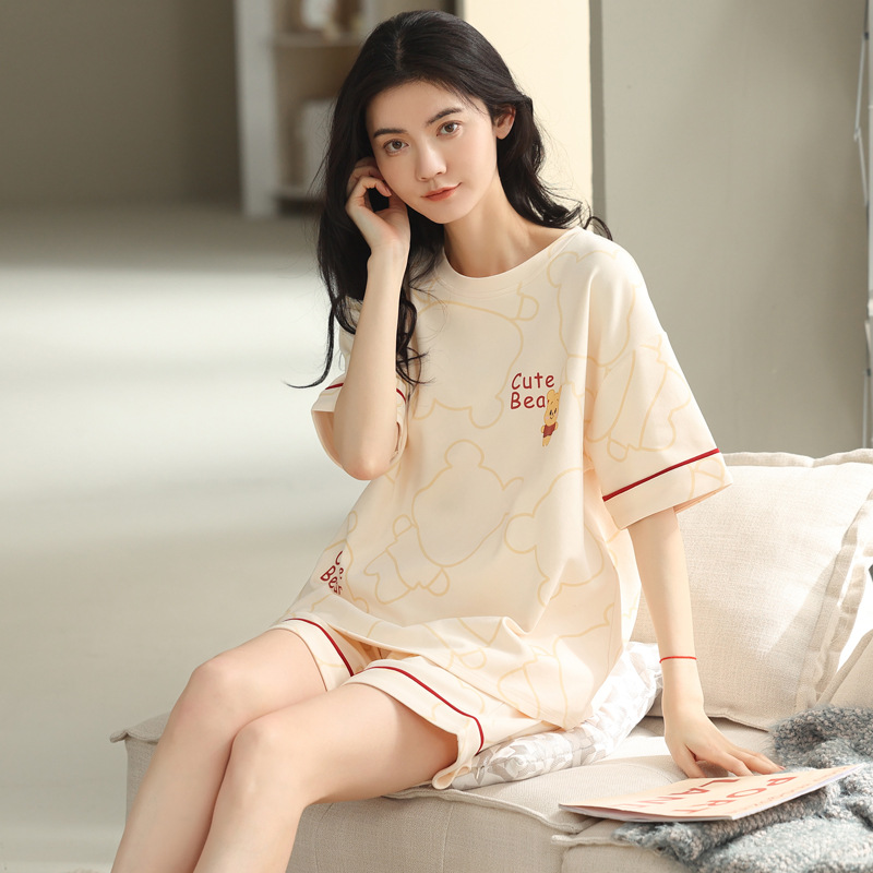 Motovita Pajamas Women's Summer Short-Sleeved Pure Thin Korean version Lovely Home Clothes Two-piece Suit Summer ﻿ - Image 3