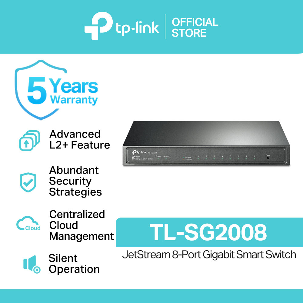 TP-Link Official Store / TL-SG2008/TL-SG2218 / 10/100/1000 Mbps JetStream Gigabit Smart Switch Desktop Network Ethernet Switch Hub for Internet