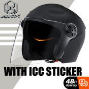 AXK502 Double Mirror Motorcycle Half Face Helmet - ICC Sticker