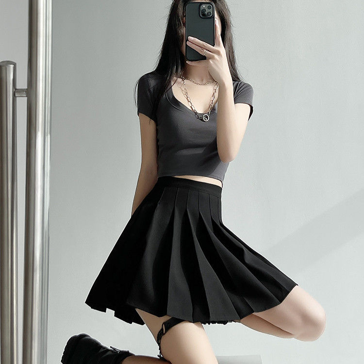 Black tennis skirt korean sale