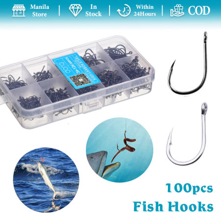 Portable Boxed Fishing Hooks Set - High Carbon Steel, 10 Sizes (Brand Name: TBD)