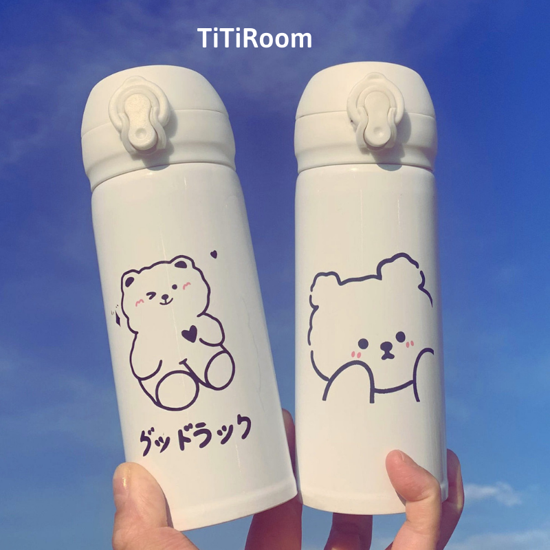 Bình giữ nhiệt mini cho bé đi học chất liệu INOX 304 cute dung tích 350ml/500ml thép không gỉ dễ thương-TiTiRoom