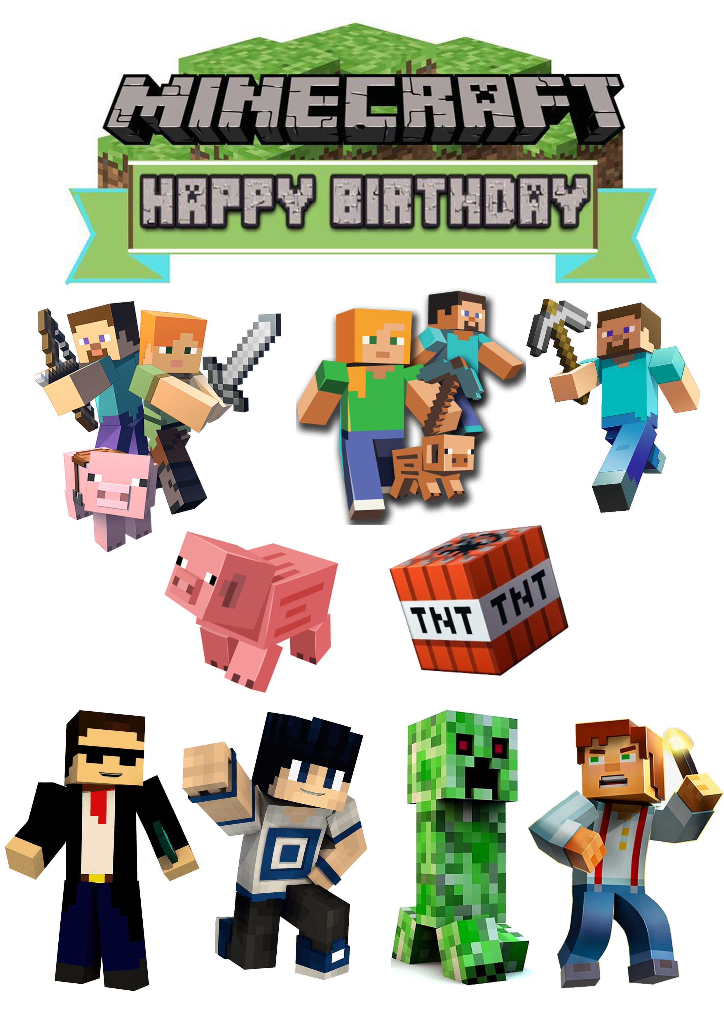 7 Pack Minecraft Cake Topper Figures set birthday cake decoration for  Minecraft party supplies : Amazon.in: Grocery & Gourmet Foods