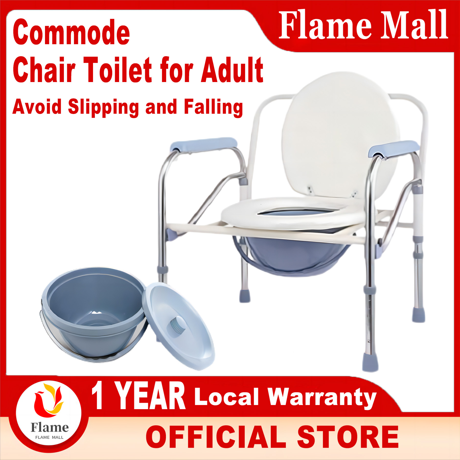 Chair Toilet For Adult Folding Bedside Commode Chair Stainless