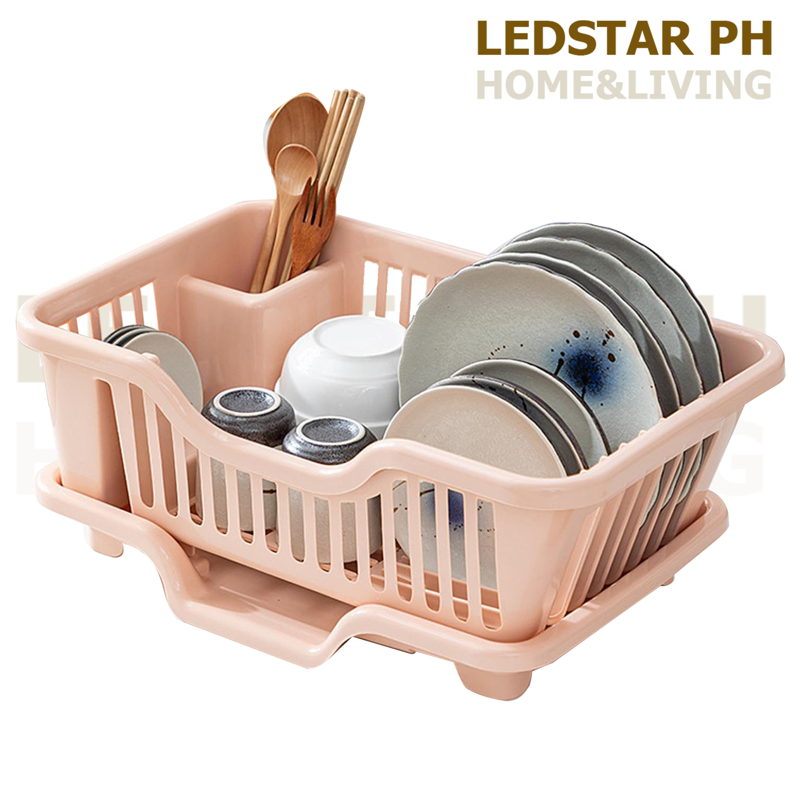 NEWON 3 in 1 Kitchen Sink Dish Drainer Drying Rack Utensils Washing Holder  Plastic Basket Organizer