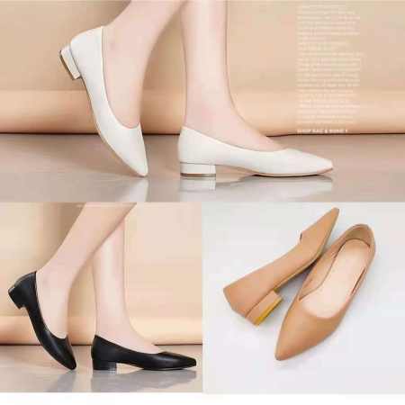 Korean Pointed Toe Block Heels Office Shoes