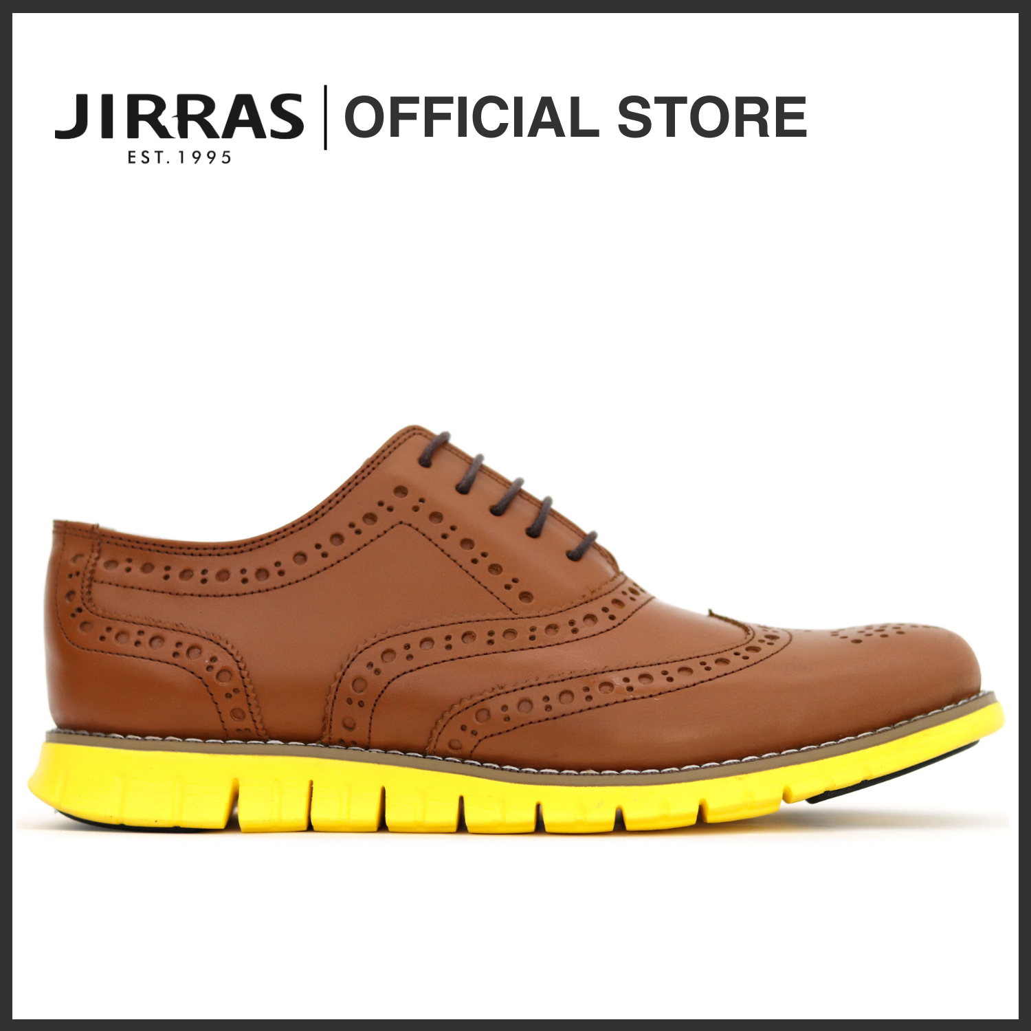JIRRAS Men Wingtip Oxford Shoes Genuine Leather Filipino Handcraft David Presyo 2,895 Piso*Libreng Shipping