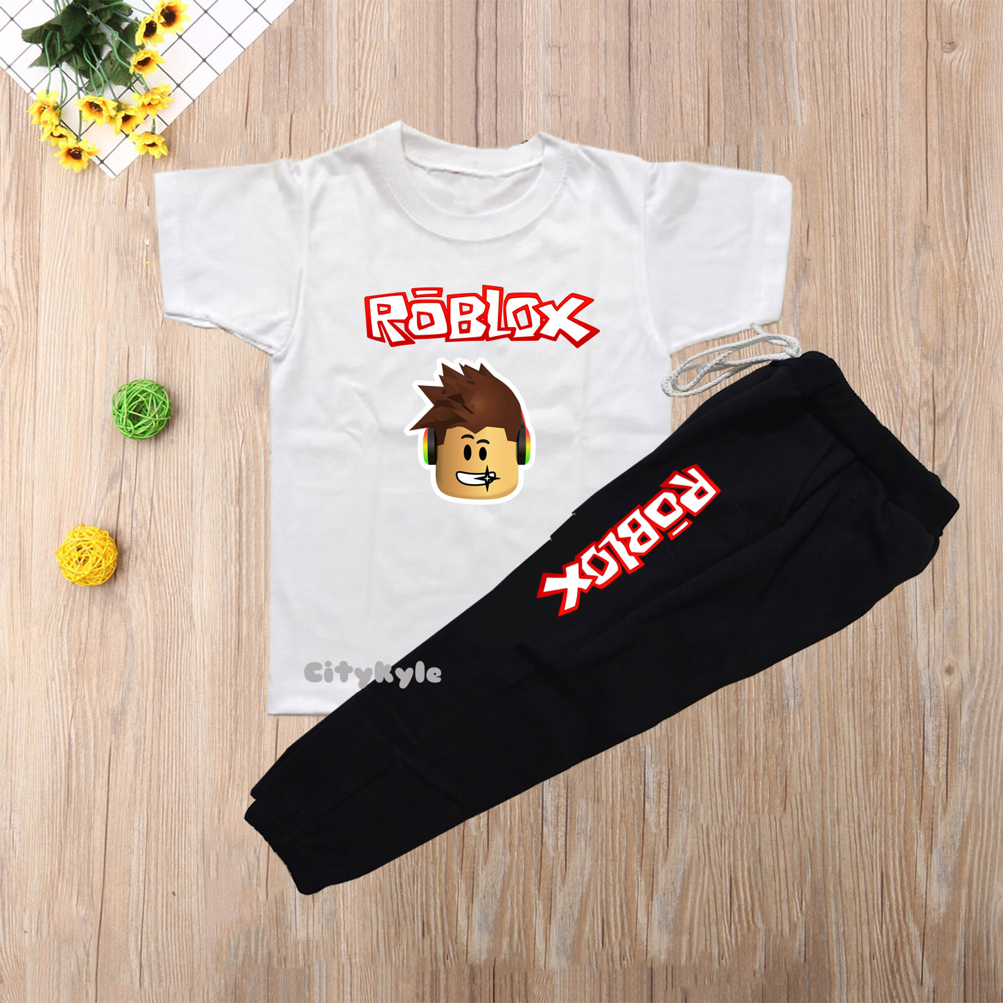 7COLORS ROBLOX GAME GAMER TSHIRT & PANTS TERNO KIDS 1-10 YEARS OLD BOYS  GIRL UNISEX TOP & JOGGER PANTS SET TSHIRT JOGGING PANTS 2 IN 1 GIFT SET  OUTFIT ANIME CARTOONS CLOTHING