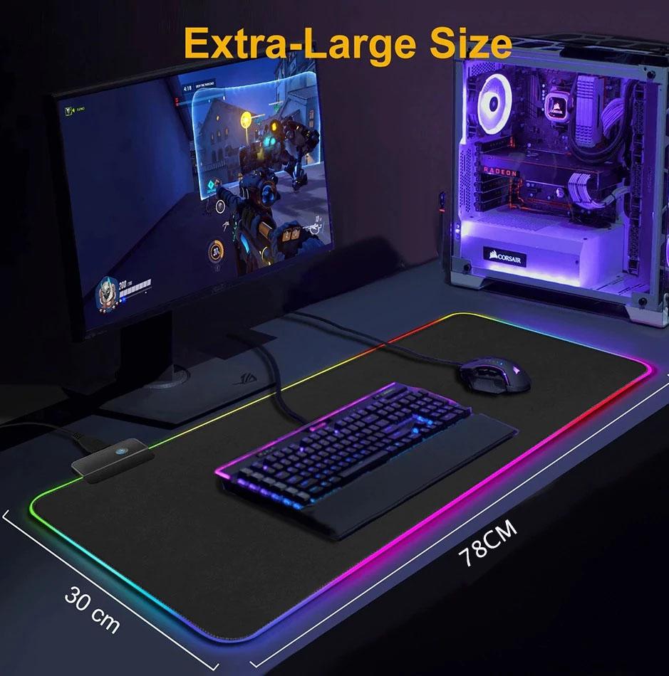 Newly RGB Colorful LED Lighting Gaming Mouse Pad Mat for PC Laptop