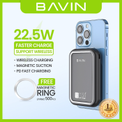 BAVIN Wireless Magnetic Powerbank with Fast Charging and Dual Input