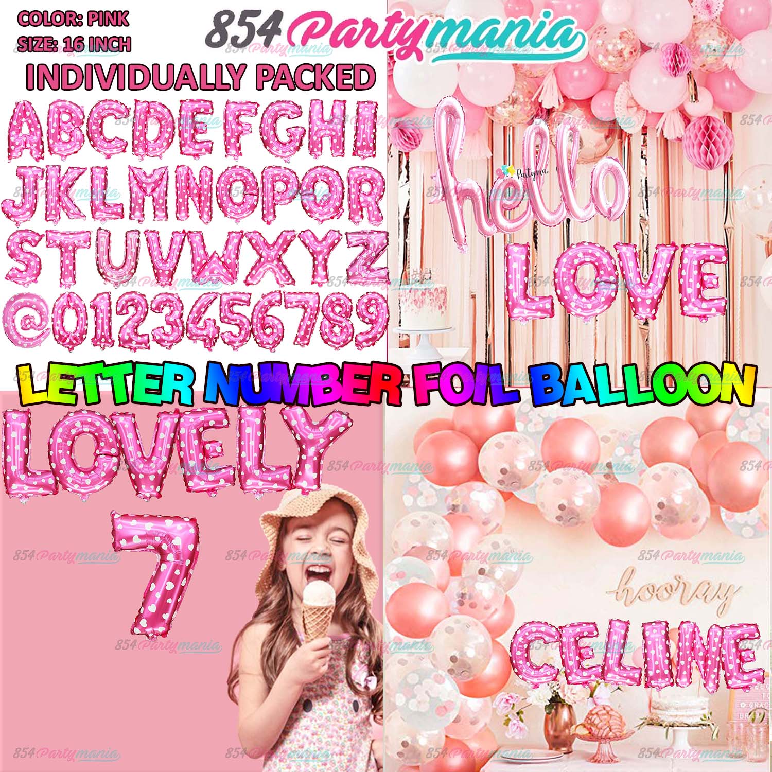 Pink Foil Number & Letter Balloons by 854partymania