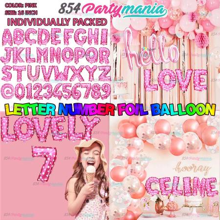 Pink Foil Number & Letter Balloons by 854partymania