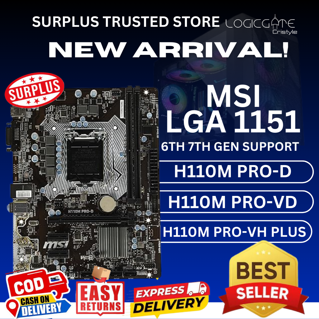 MSI H110m-Pro D Intel 6th 7th Gen Support 1151 Motherboard Local