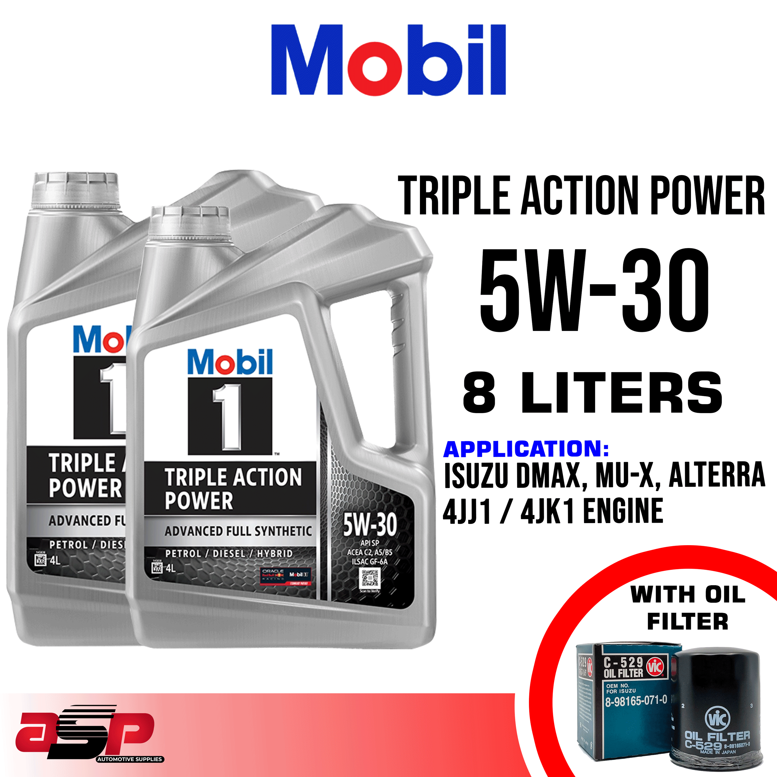 Mobil 1 Triple Action Power 5W‑30 Fully Synthetic 8 Liters for