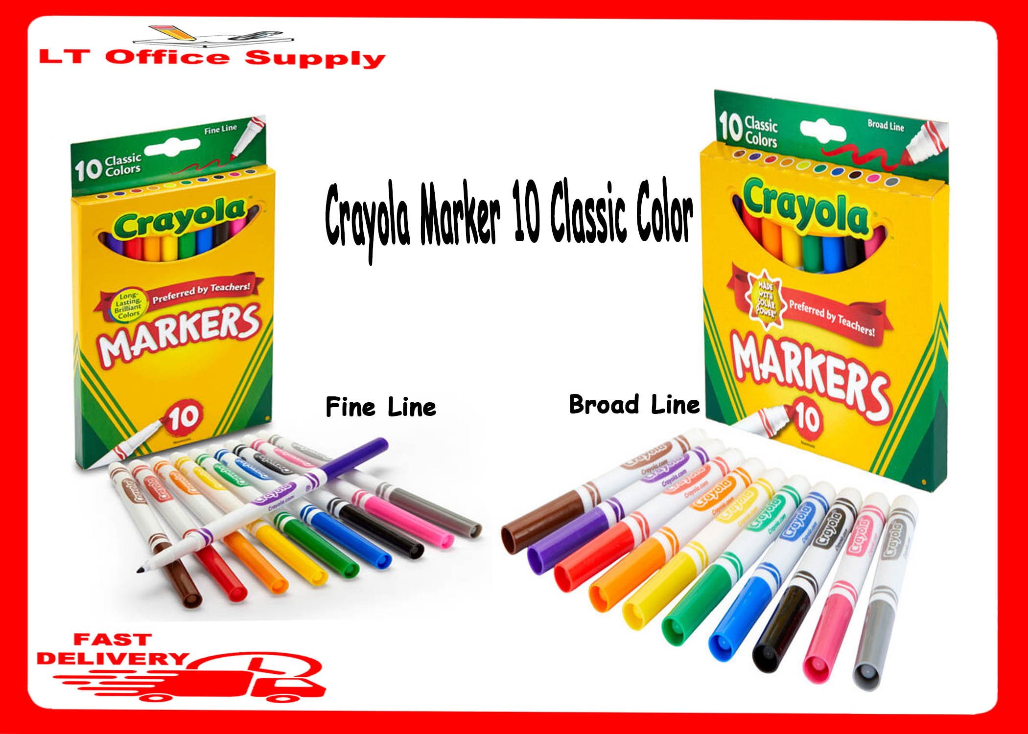 Crayola Marker 10 Classic Color Broad Line and Fine Line (LT OFFICE)