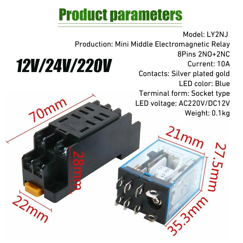 JQX-13F 2Z Zwischenrelais – 10A, 8 Pins, DC24V /  Produktbild-Vorschau 3