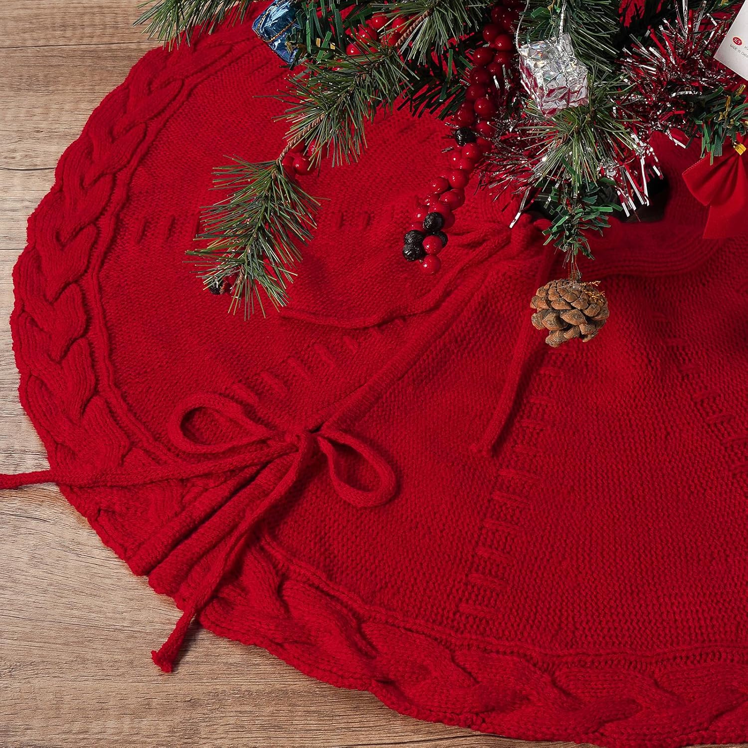 Product photo of Cable Knit Christmas Tree Skirt, 24 / 36 / 48 in from its Lazada listing