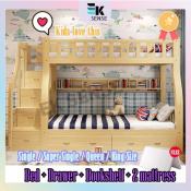 Eksense Kids Solid Wood Bunk Bed with Drawers and Stairs