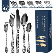 Stainless Steel Cutlery Set with Box, 20-Piece Western Style