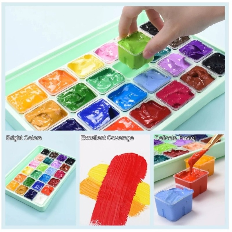 Gouache Paint Set, 18 Colors x 30ml Unique Jelly Cup Design, Portable Case  with Palette for Artists, Students, Gouache Opaque Watercolor Painting