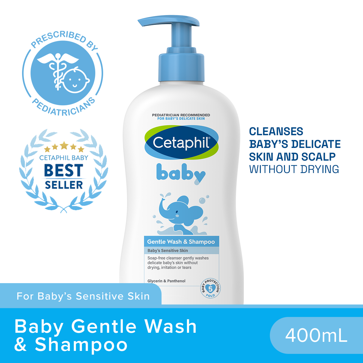 Cetaphil Baby Wash & Shampoo Pump 400ml