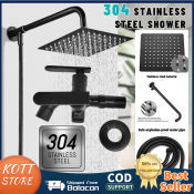 Black Stainless Steel Shower Set with Rainfall Shower Head