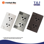 T&J Orbik 2-Gang Outlet with Switched Euro-American Socket