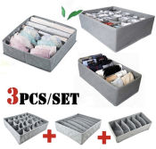 3pcs/lot Bamboo Charcoal Non-woven Fabric Foldable Storage Box Underwear Organizer Bra Necktie Panties Socks Case Drawer