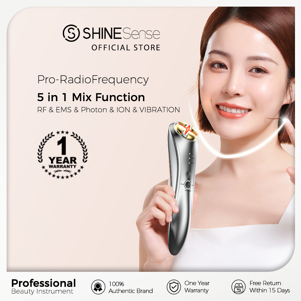 Gambar ShineSense 5 in 1 Professional Radio Frequency RF Facial Beauty Instrument Multifunctional EMS IPS LED Photon Therapy Face Body Slimming Beauty Skin Device Ion Microcurren Anti Wrinkle Aging Massager Tightening Rejuvenation Machine